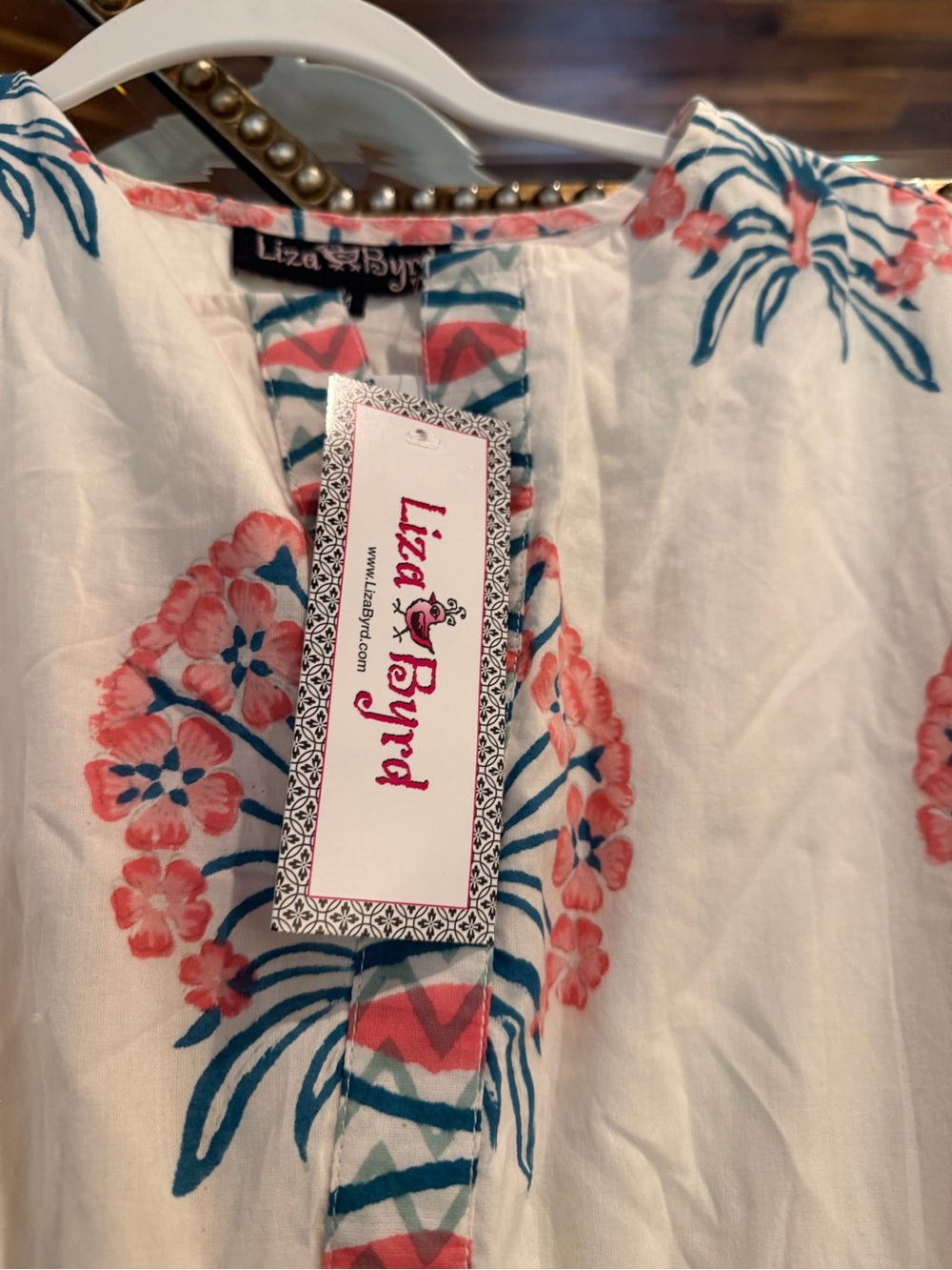 Liza Byrd White Maxi Dress with Pink & Blue Floral Prints - Picture 5 of 7